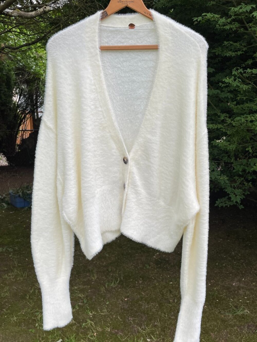 Free People Faux Fur Cardigan Sweater Women's Size Large